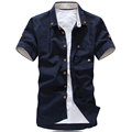 2016 famous brand size 5xl mushroom embroidery short sleeve mens shirts casual good quality summer slim