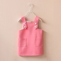 new 2015 autumn winter cute Space cotton solid candy color pocket girls Strap dress vestidos suit