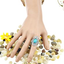 Fine Jewelry Classic Ring Royal Style Noble Big Rings Fashion For Women Alloy Plated Turquoise Stone