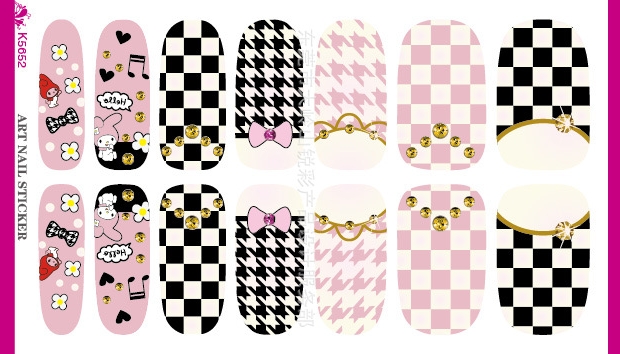 Water Transfer Cartoon Bow Butterfly font b Tartan b font Design Nails Stickers Manicure Styling Tools