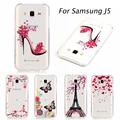 2016 Newest Flower Transparent Slim Case For Samsung Galaxy J5 2015 Clear Soft TPU Back Cover