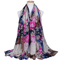2016 New Printed Ferris Wheel Tower Bridge Floral 100 Viscose Cotton Voile Long Women Shawls Muslim