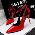 Spring EuropeNew fashion Pointed toe Thin heel women pumps Simple buckle strap cutouts women High heeled