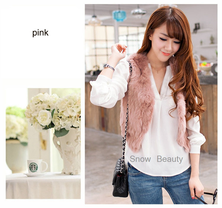 women rabbit fur vest short (9)