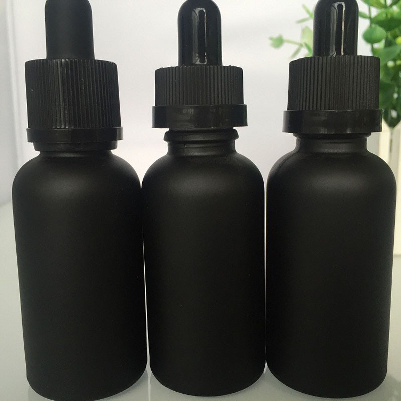 Wholesale Frosted Black Glass Dropper Bottles Empty Essential Oil