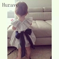 Hurave 2017 Girls Baby Fashion Cotton Stripe Dress For Kids Clothing Back Bow Dress Children Cute