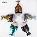 RANCAI 1pcs Mermaid Shaped Makeup Brush Powder Blush Foundation Cosmetic Fish Shape Facial Brushes Blusher Tools