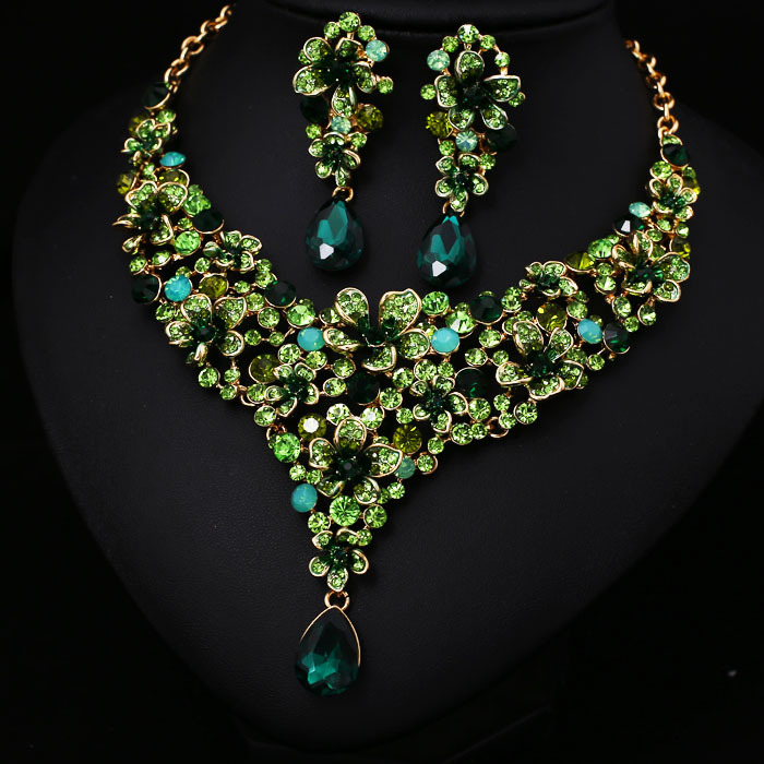Sale-Women-Green-Crystal-Rhinestone-Bridal-Jewelry-Set-African-Wedding ... Sale-Women-Green-Crystal-Rhinestone-Bridal-Jewelry-Set-African-Wedding ...