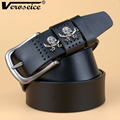 Veroseice Drop Shipping New Cintos Ceinture Cowskin Jeans Skull Rivets Men s Belt High Quality