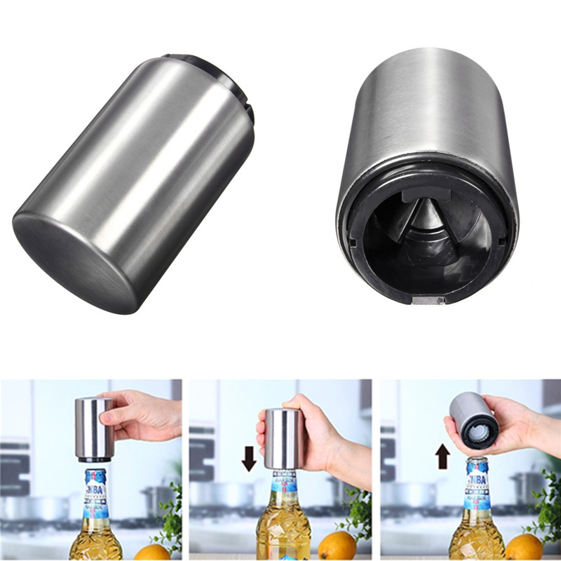 Image of Easy Beer Bottle Opener Automatic Stainless Steel Beer Juice Drinking Bottle Opener Gift Bar Tool Opener Kitchen Cooking Tools