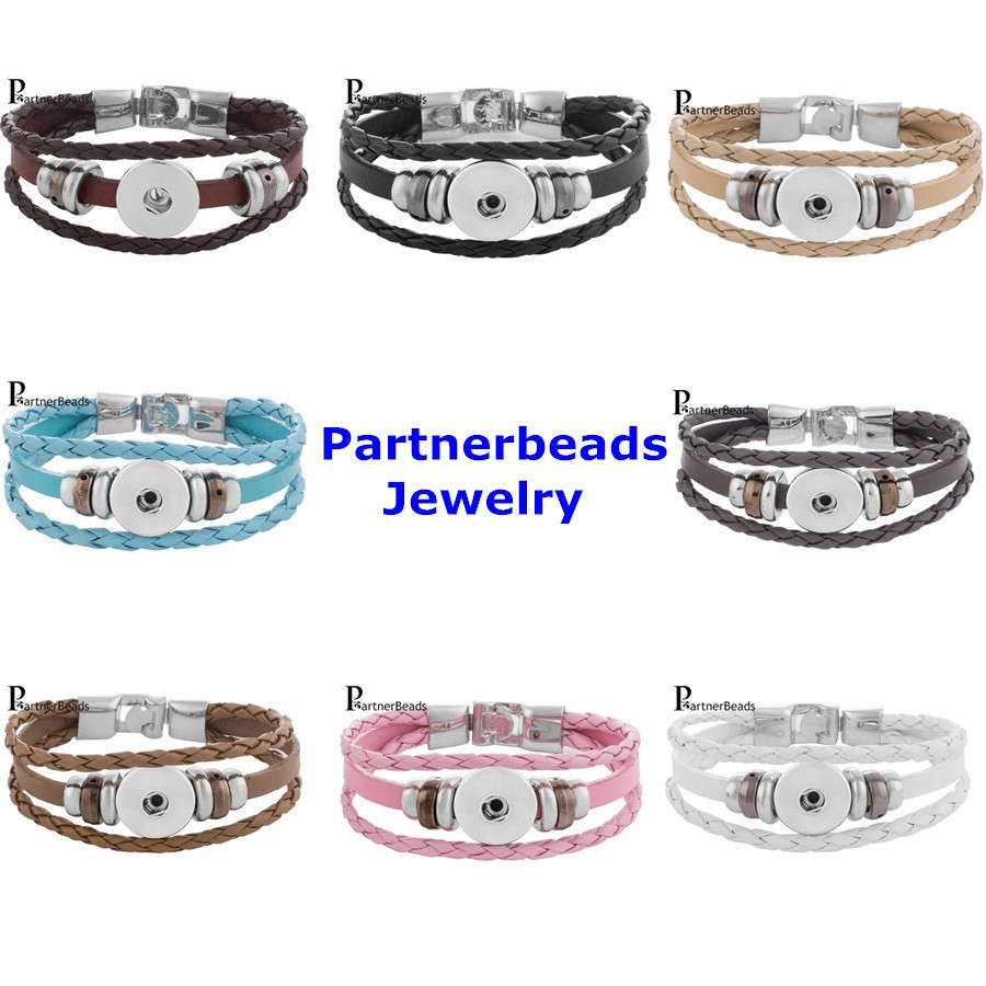 Wholesale Hot Wholesale Snap Bracelet&Bangles High Quality Real Leather Bracelet Fit 18mm Charm ...