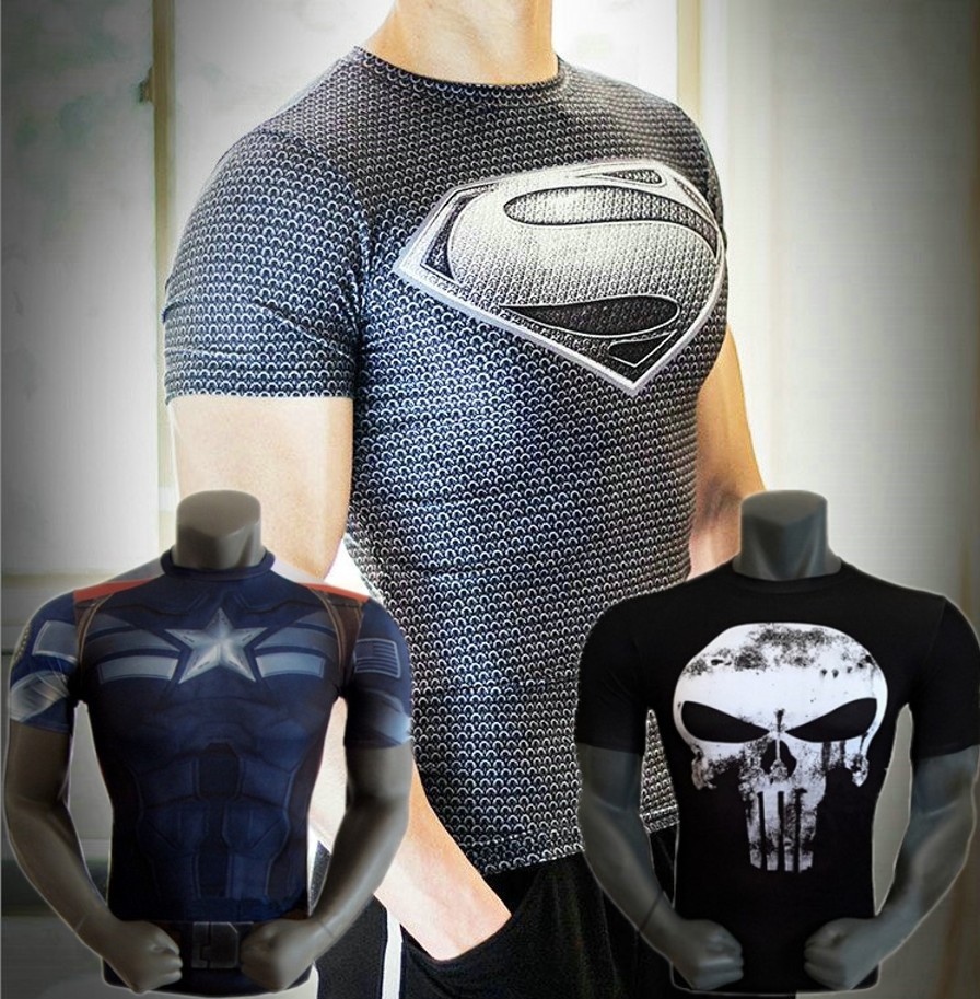 Image of Free shipping 2016 new men steel beast compression shirt superman/batman/gym/run/train t shirt fit tight shirts sports t-shirt