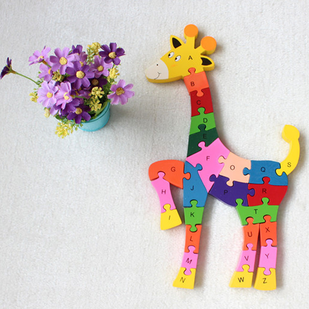 Wooden Giraffe Jigsaw Toys For Kids Education And Learning Puzzles Toys пазлы 