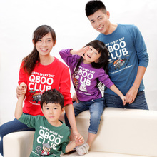Qboo N colors Women men girls boys o-neck long-sleeve T-shirt family fashion Q343127 family outfits clothing