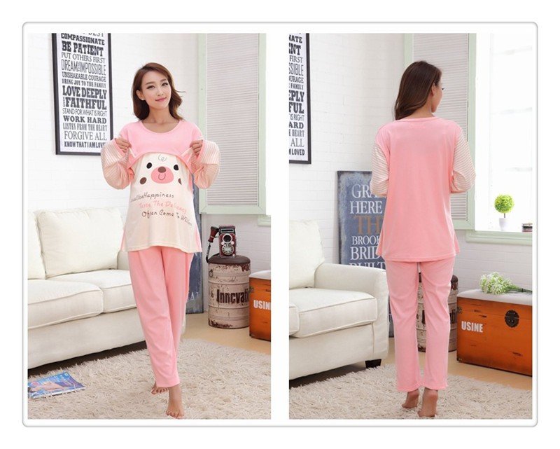  maternity long sleeve cotton pajamas (4)