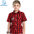 2016 New Arrival summer 100 cotton shirt for boys child short sleeve plaid shirt for kids