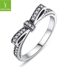 Fashion Authentic 100% 925 sterling Silver Wedding Ring With Crystal Compatible With European Fit Original Pandora Jewelry