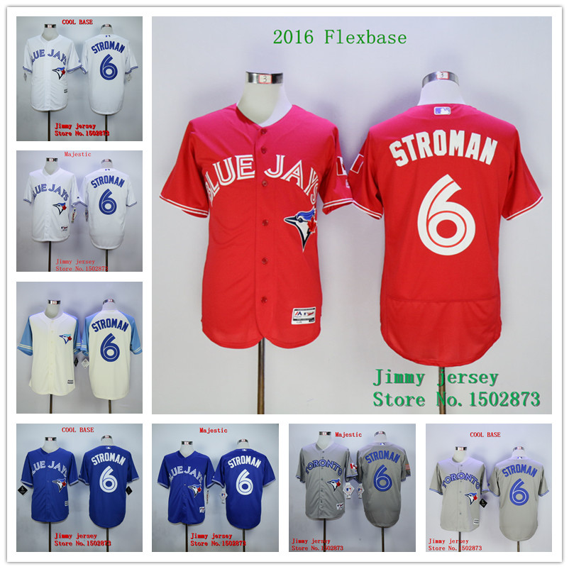 Image of Marcus Stroman Jersey Toronto Blue Jays 6 Marcus Stroman Baseball Jerseys White Blue Red Grey