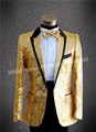 2016 gold blazer for men sequin tuxedo gold jakcet men stage costumes slim fit party suits