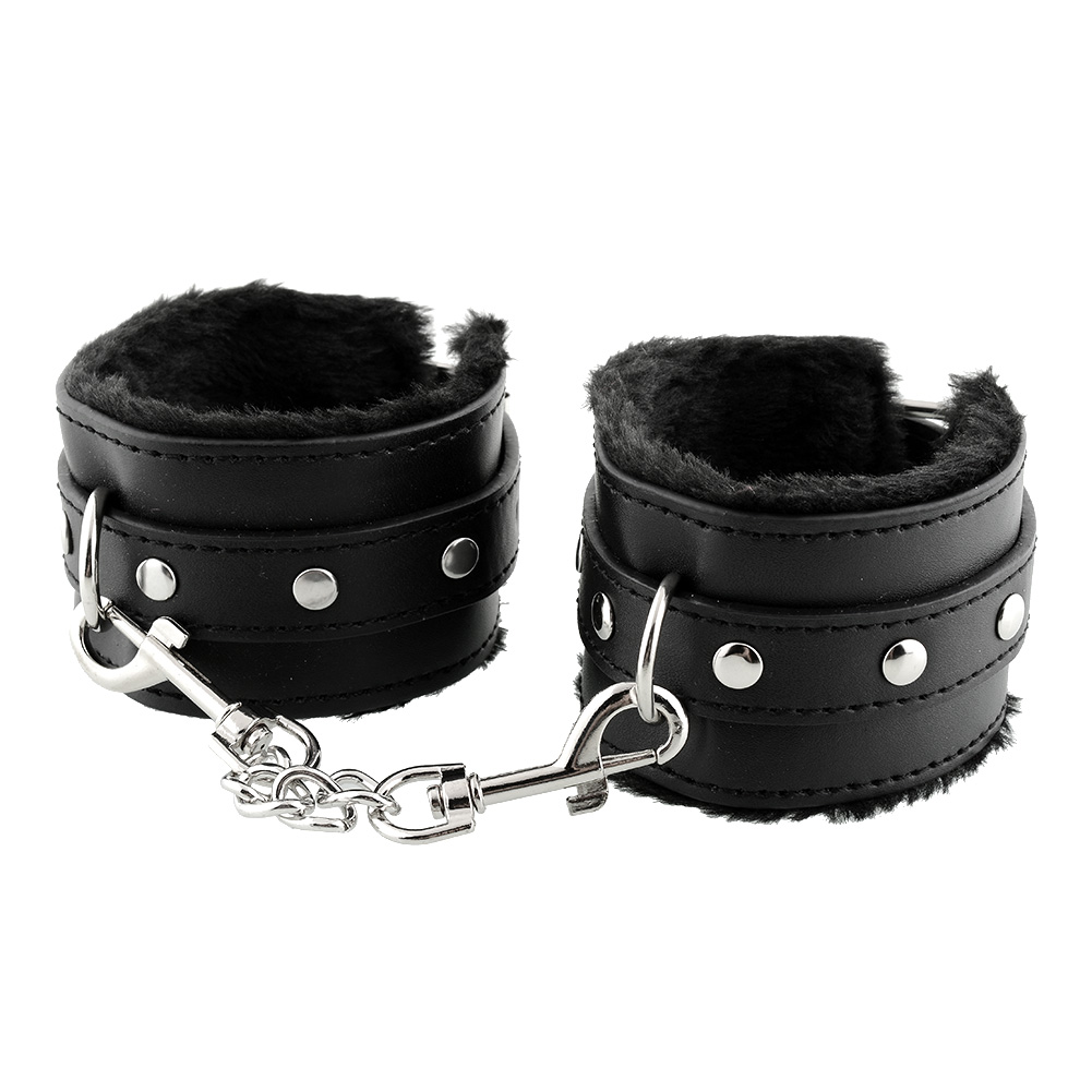 Soft sponge PU Leather Neck collar restraints with leash Black white Red