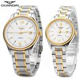 GUANQIN Couple Calendar Rhinestone Luminous Quartz Watch with 30M Water Resistant