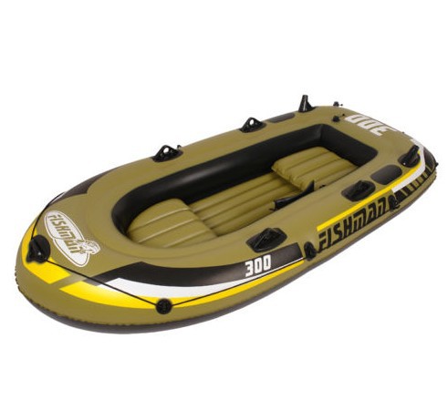 Fishing-boat-inflatable-kayak-oars-pump-seat-Yellow-Strong-Sea-repair 