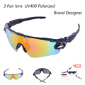 New Brand Designer 3 Lens Polarized Cycling Sunglasses Racing UV400 Glasses Bicycle Bike Tour De France