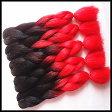 Ombre Kanekalon Braiding Hair 3-10 pcs/Lot Kanekalon Jumbo Braid Two Tone Black+Red Braiding Hair Synthetic Box Braids Hair