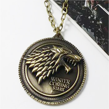 Image of 8 styles HBO Game of Thrones necklace House Stark Winter Is Coming Bronze 2" Metal Family Crest pendant jewelry souvenirs