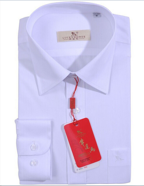 Lucky Horse Mens Classic White Business Shirt Long Sleeve Fit For Formal Suit