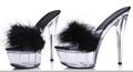 hot 2015 Summer Models Models Transparent Crystal 15cm Super High Heels Waterproof Sandals Female Fun Fur