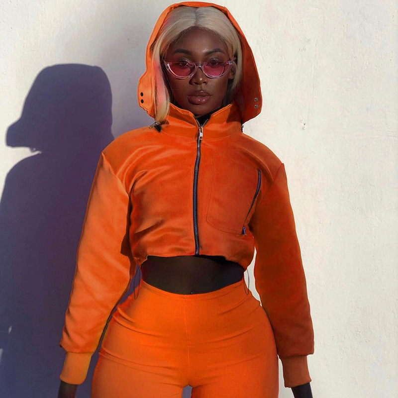 orange cropped jacket