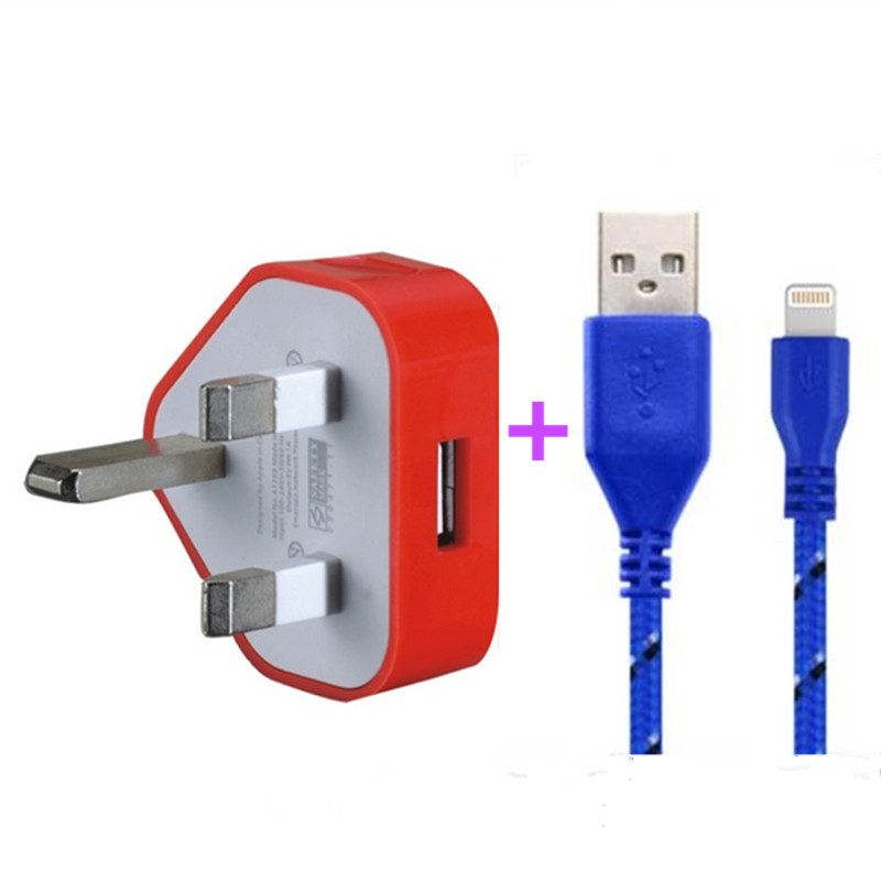 For iPhone 5 5c 5s 6 6plus Mini USB UK plug wall charger 5V 1A Charger