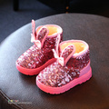 winter girls fashion bright paillette snow boots little child princess rabbit ear character cotton padded boots