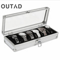 6 Grid Insert Slots Jewelry Watches Display Storage Box Case Aluminium Watch Box Jewelry Decoration