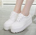 4 8cm Thick Soles Muffin Canvas Shoes Women Platform Shoes Lace Fashion Casual Basic Models Literary