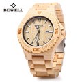Bewell Wooden Quartz Watch for Men Calendar Luminous Pointers Waterproof Dress Watches Sandalwood relogio