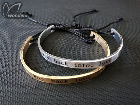30pcs/lot-2015 Gold/Silver PVD Stainless Steel Way Back Into Love Charm Bracelets Fashion Couple Wristband Bracelet