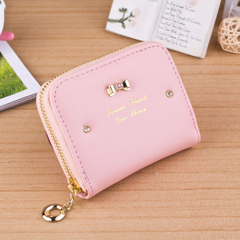 Image of Excellent Quality Leather Womens Wallets Female Small Wallets Zipper Wallet for Women Brand Short Leather Purse Clutch Money Bag