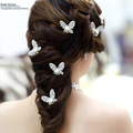 Wedding Hair Sticks 6PCS Lot Rhinestone Handmade Butterfly Hairwear Wedding Hair Accessories Bridal Hair Jewelry