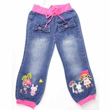 Kids Jeans children Denim pants Little Red Riding Hood rabbit embroidery girl bloomers cute holidays pants 2015 costumes MH 2627