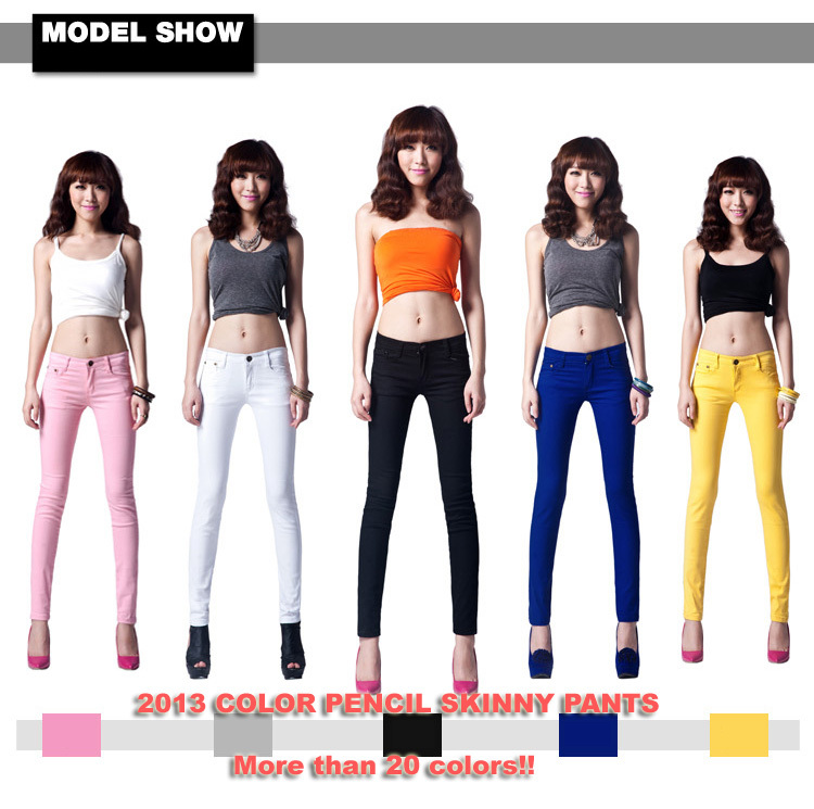 Image of 2016 Best Sales Women's Sexy Candy Solid Pencil Pants Slim Skinny Stretch Jeans Trousers Top Level Model 21 Colors 6 Sizes W099