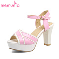 MEMUNIA 2017 New arrive high heels sandals women fashion sweet mixed colors buckle summer shoes leisure