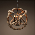 Rope 3 Light Handmade Rustic Nautical Hanging Fixture Orb Wrap Pendant Light