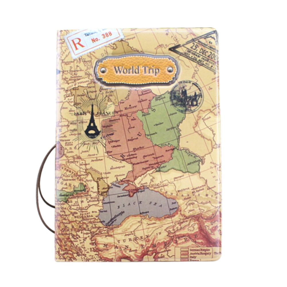 Image of Fashion World Trip Passport Cover ID Credit Card Bag Faux Leather Passport Holder