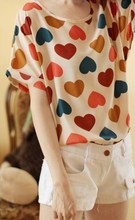Plus Size New Fashion 2014 Summer Women Print Chiffon Shirt Vintage Birds and19 Styles Batwing Sleeve