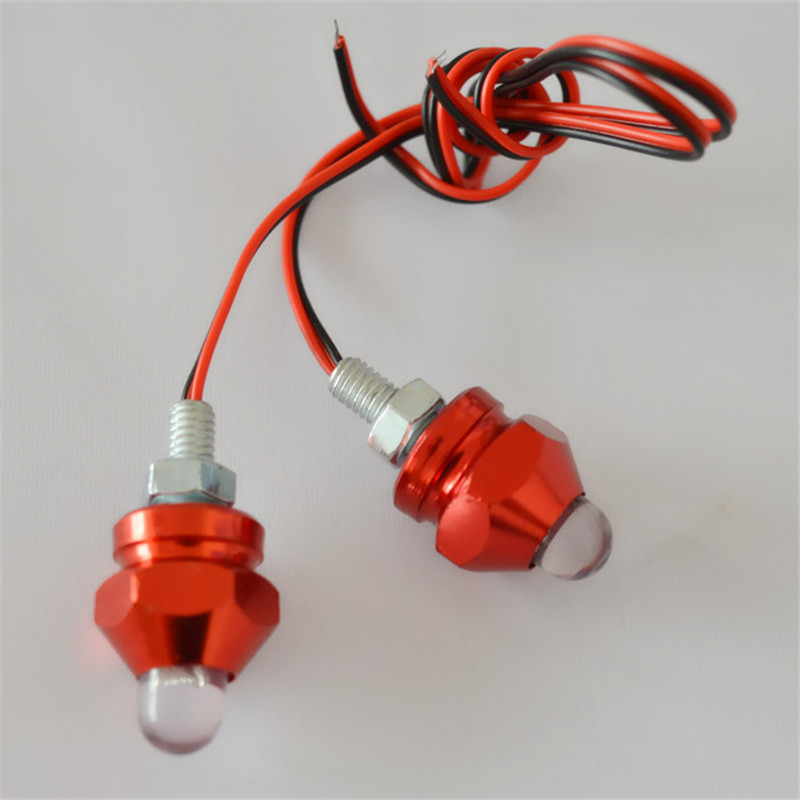 1Pair Fashion Red Color 12V LED Motorcycle Flashers 7Color Strobe Flash Bullet Safety White Lights Decoration Lamp Free Shipping