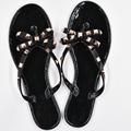 New Summer Women Flip Flops Slippers Flat Sandals Bow Rivet Fashion Pvc Crystal Beach Shoes
