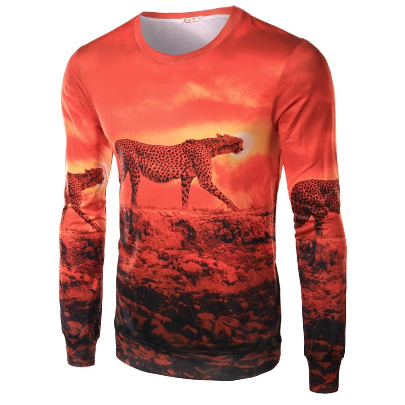 3D T Shirt Men Brand 2015 Fashion Sun Leopard Prin...
