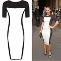 Patchwork Summer Dresses 2016 O Neck Womens Dresses Black White Half Sleeves XXXL Bodycon Casual Vestido